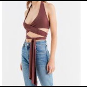 Urban Outfitters/ Women's Brown Uo Magdalena Wrap Halter Top/ S